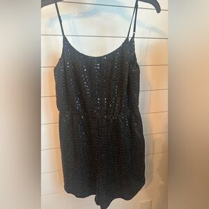 Crystal Sky | NWOT Black Minimal Sequin Romper Size Medium